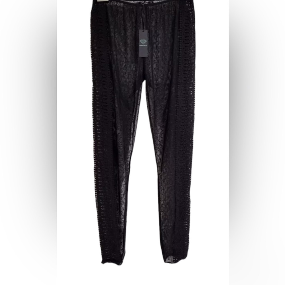 New-Diamond Supply Co. XS Women’s Fair Leggings Black See-Through Lace Nylon